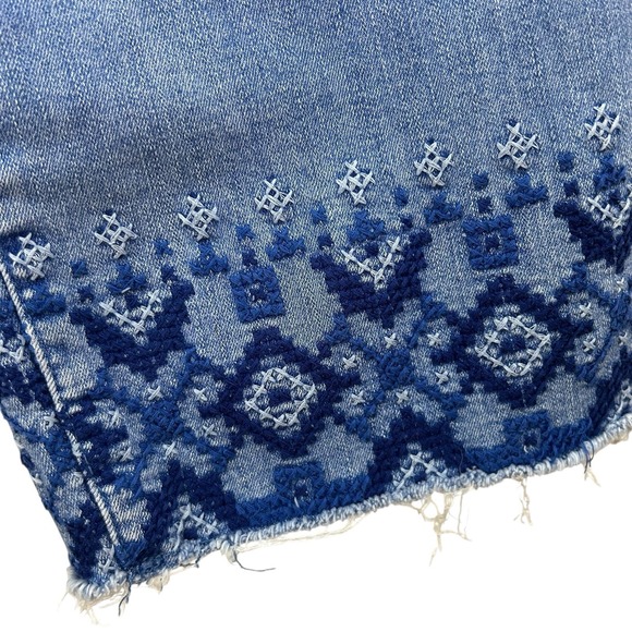 LAUREN RALPH LAUREN Embroidered Crop JEANS 22W Stretch Denim Boho 40 X 23 Stitch - Picture 2 of 16